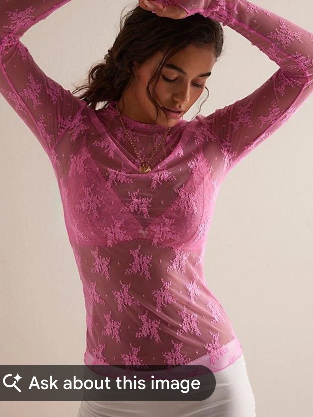 NWT Free People Intimately Pink Lady Lux Layering Top. Size Small. Hot Pink
